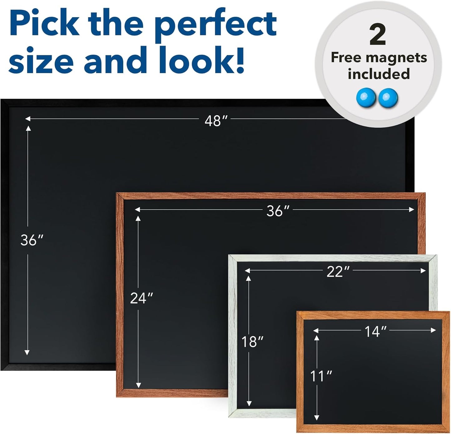 24x36 Magnetic Chalkboard – Large Rustic Wall Blackboard with Wood Frame – Hanging Framed Chalk Board for Home Kitchen Office Wedding Menu Sign – Includes Magnets – Non-Porous Surface