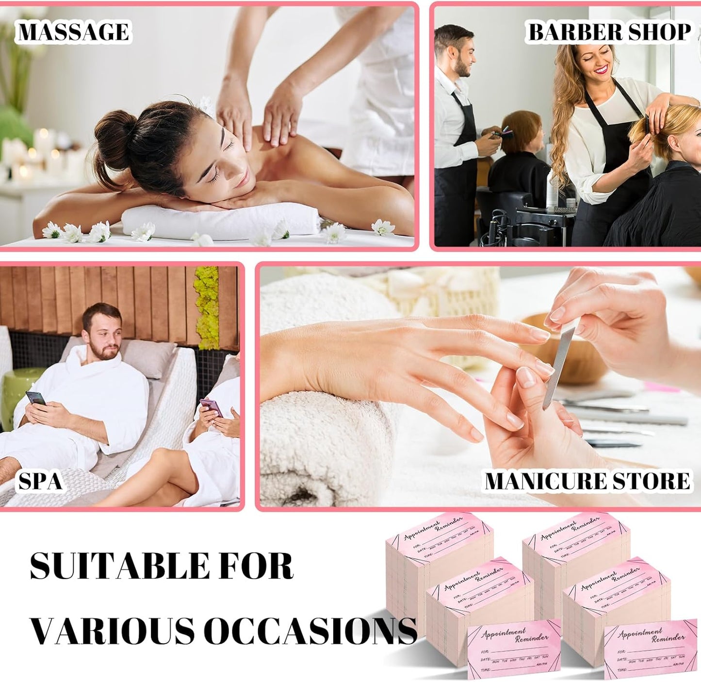 Seajan 1000 Pcs Appointment Cards Bulk Appointment Reminder Cards for Client Business, Hair Salon, Dental Office, Massage Therapist, Grooming, Hairdresser, Medical Doctors and More(Daily, Pink)