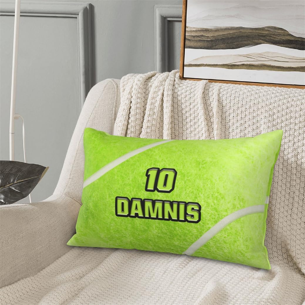 Custom Name Ball Sport Theme Throw Pillow Cover Customized Home Decor Pillow Cover for Tennis Lovers Ball Theme Tennis Throw Pillowcase Personalized Sport Enthusiast Pillowcase for Sofa Bedding