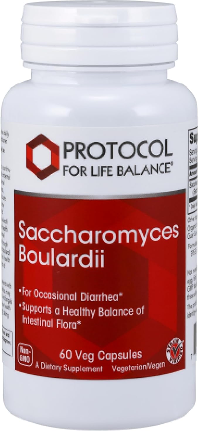 PROTOCOL FOR LIFE BALANCE Saccharomyces Boulardii - 10 Billion CFU - Probiotic Supplement - Support Gut Health & Digestive Health - Relieves Occasional Diarrhea - Halal & Kosher - 60 Veg Caps