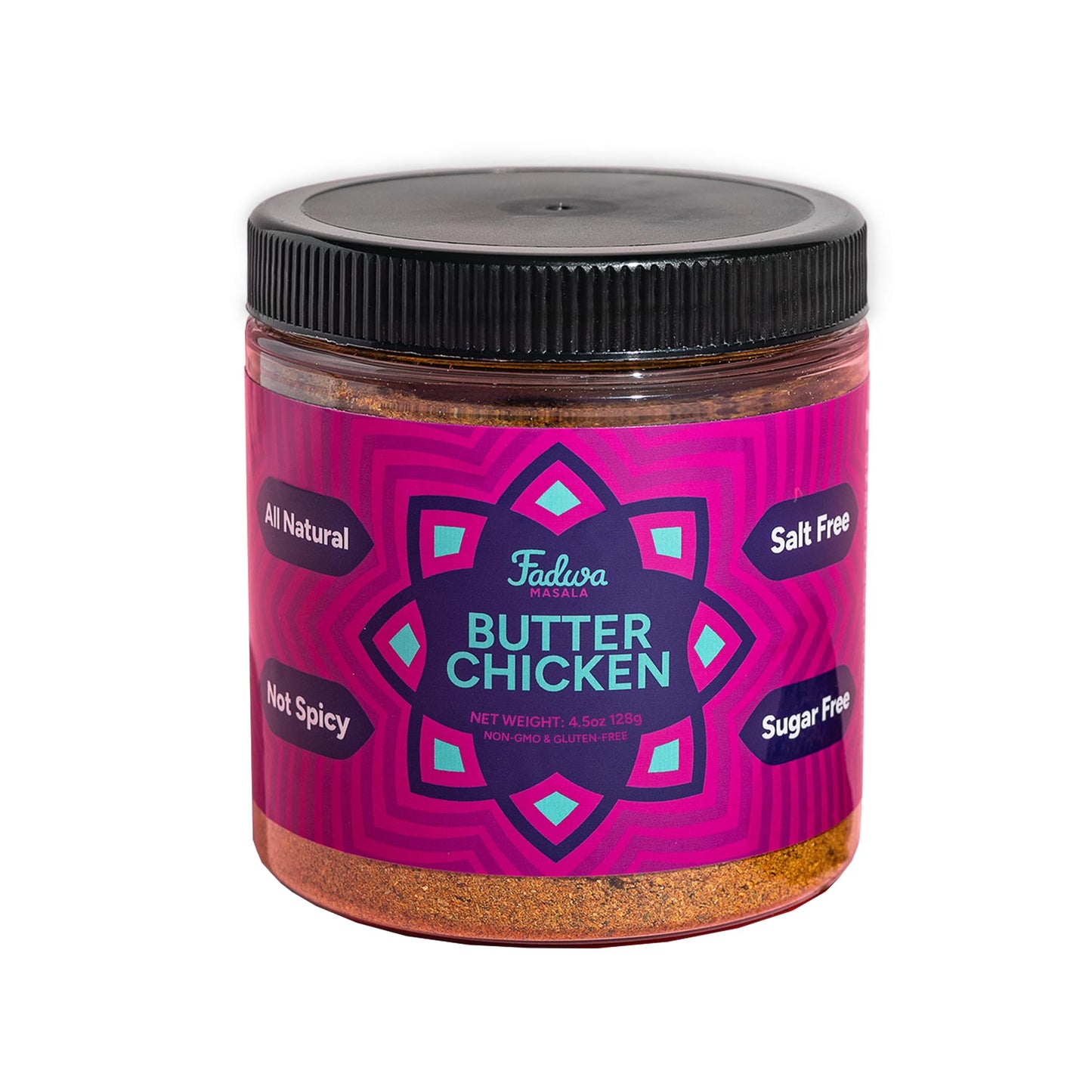 Fadwa Masala Butter Chicken Spice Mix - 4.5 oz Jar  Salt & Sugar Free  Non-Spicy Authentic Desi Spices for Pakistani & Indian Cooking  Curry  Garam Masala - No Artificial Ingredients - Gluten Free
