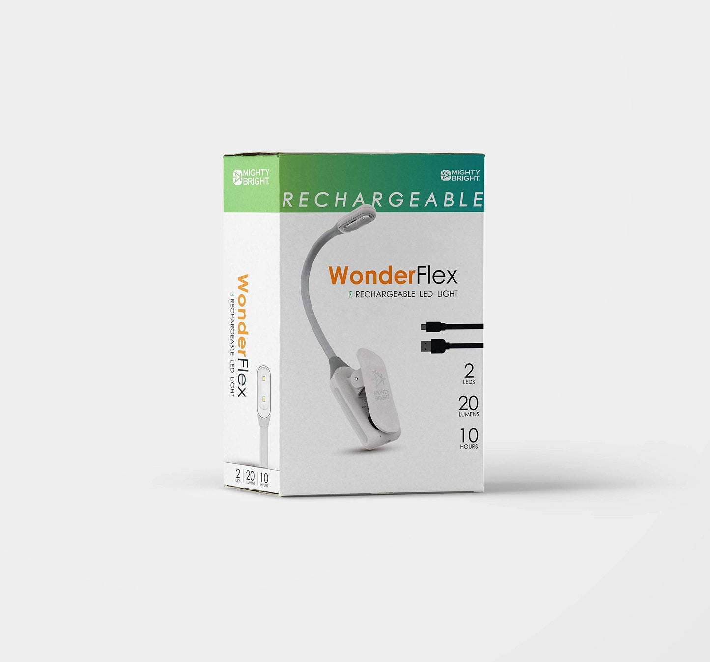 The Original Mighty Bright Wonderflex Rechargeable Book Light  20 Lumens Of Warm Eye-Care Light  3 Brightness Levels  45 Hours Of Battery Life  Durable  Flexible (White)