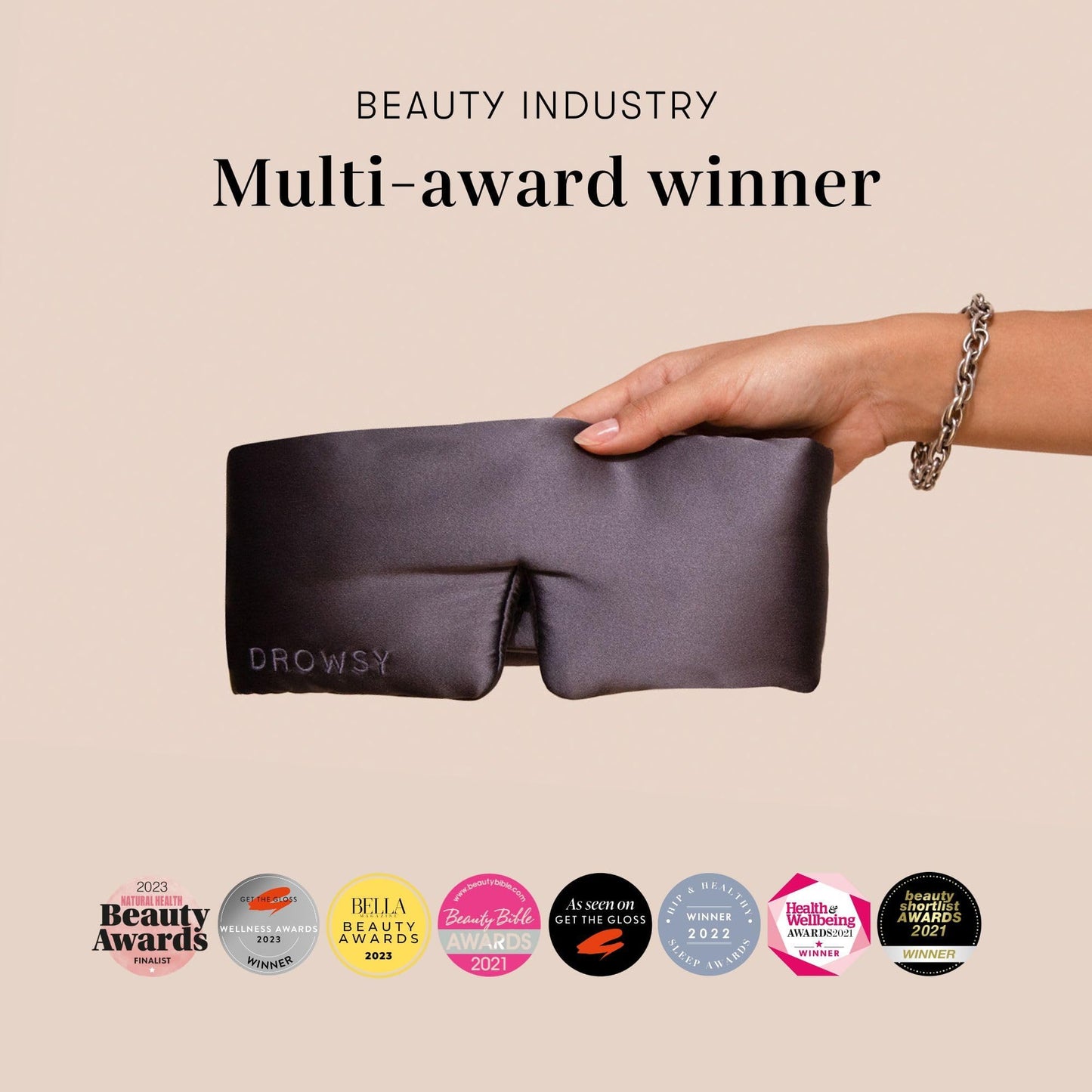 DROWSY Silk Sleep Mask - Face-Hugging, Padded Cocoon for Luxury Sleep in Total Darkness - 100% Pure Mulberry Silk (Moonlight Shadow)
