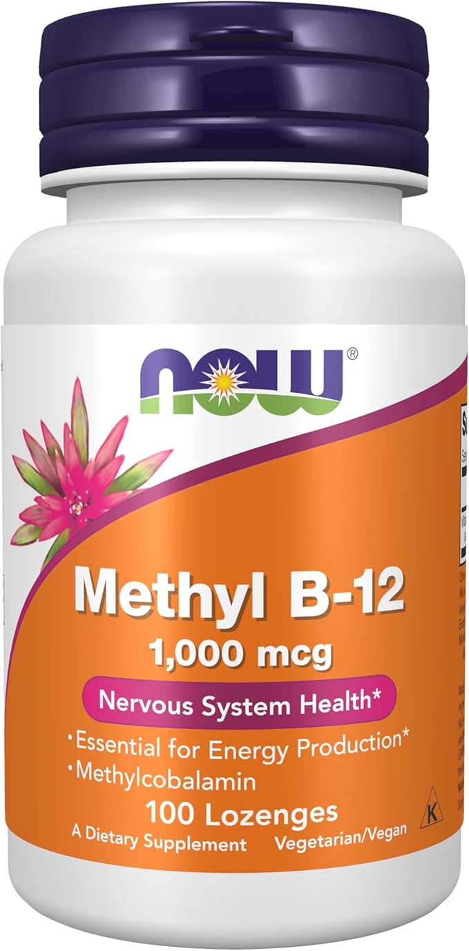 NOW Foods Supplements, Methyl B-12 (Methylcobalamin) 1,000 mcg, Nervous System Health*, 100 Lozenges