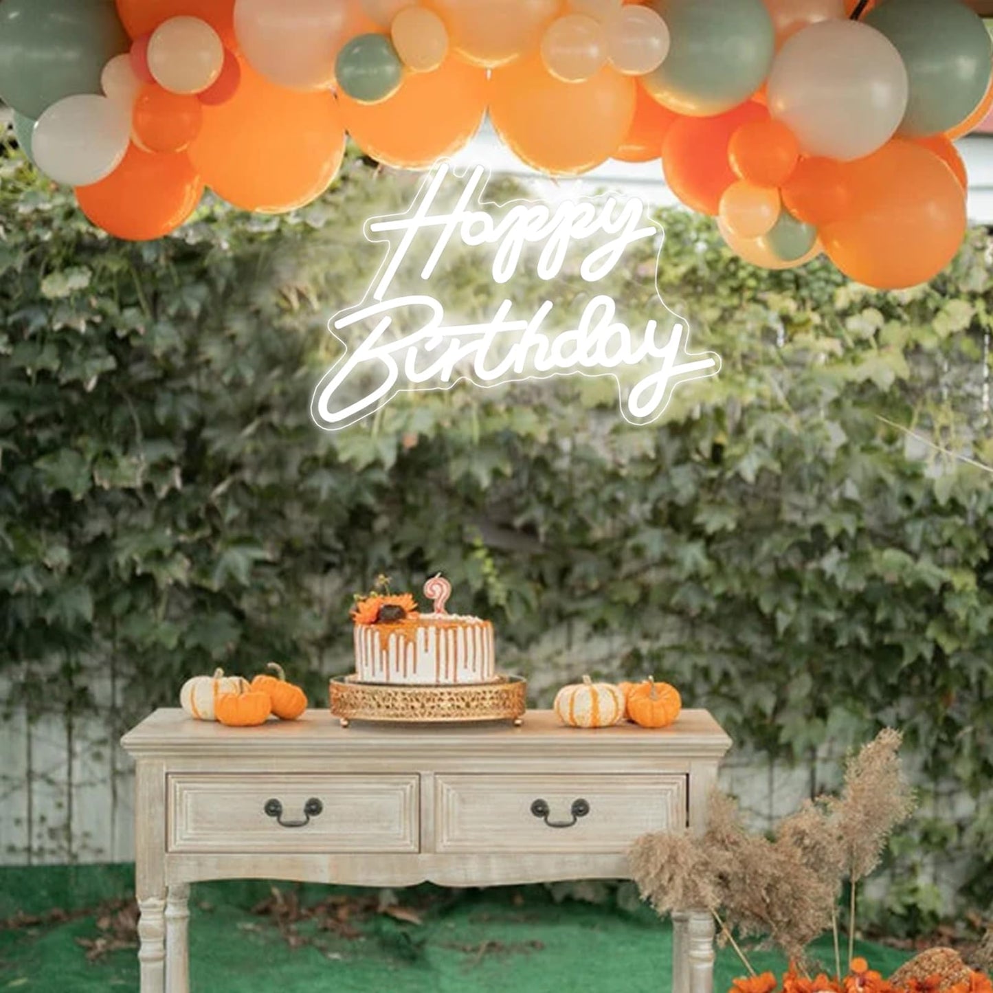 Dakabuka Led Neon Happy Birthday Sign - White Acrylic Night Light For Party, Bedroom Decor - Model Nl004