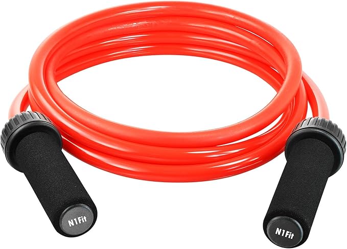 Weighted Jump Rope - (1.5LB) Solid PVC 12mm Diameter for Crossfit and Boxing - Heavy Jump Rope with Memory Non-Slip Cushio...
