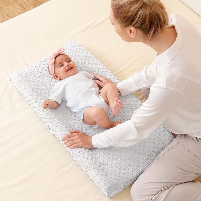 Baby Changing Pad Cover, Super Soft Plush Dot Diaper Changing Table Covers for Baby Girls and Boys, Ultra Comfortable, Diaper Changing Cloths for Babies, Fit 32"/34'' x 16" Pad (White)