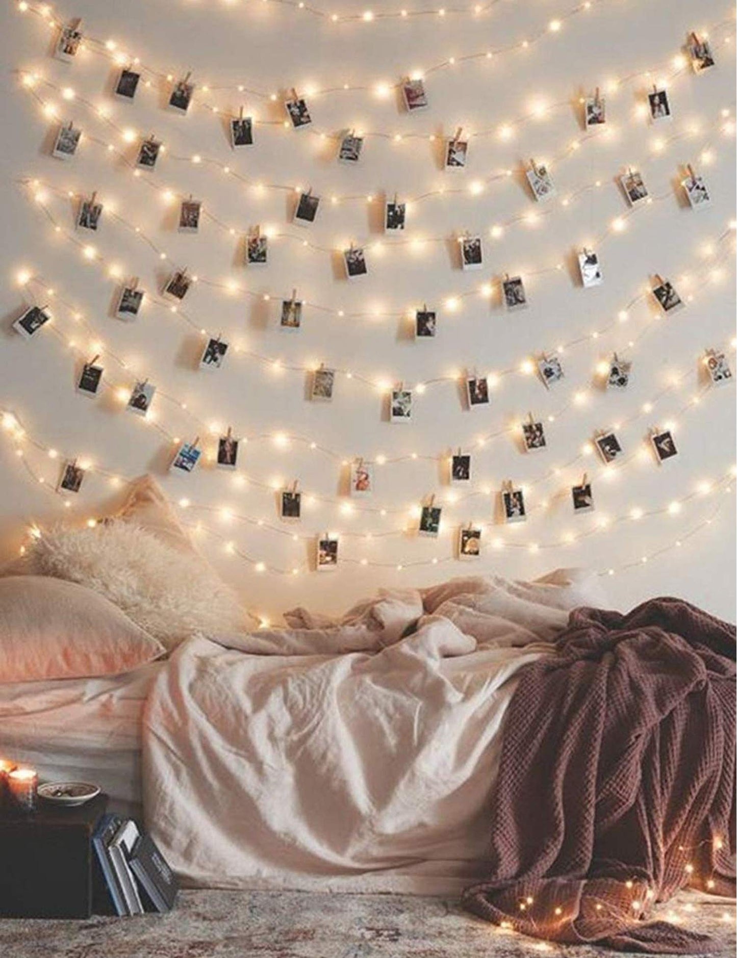 LECLSTAR Photo Clip String Lights - 50 LED Warm White Fairy Lights with 50 Clear Clips, 17Ft Length