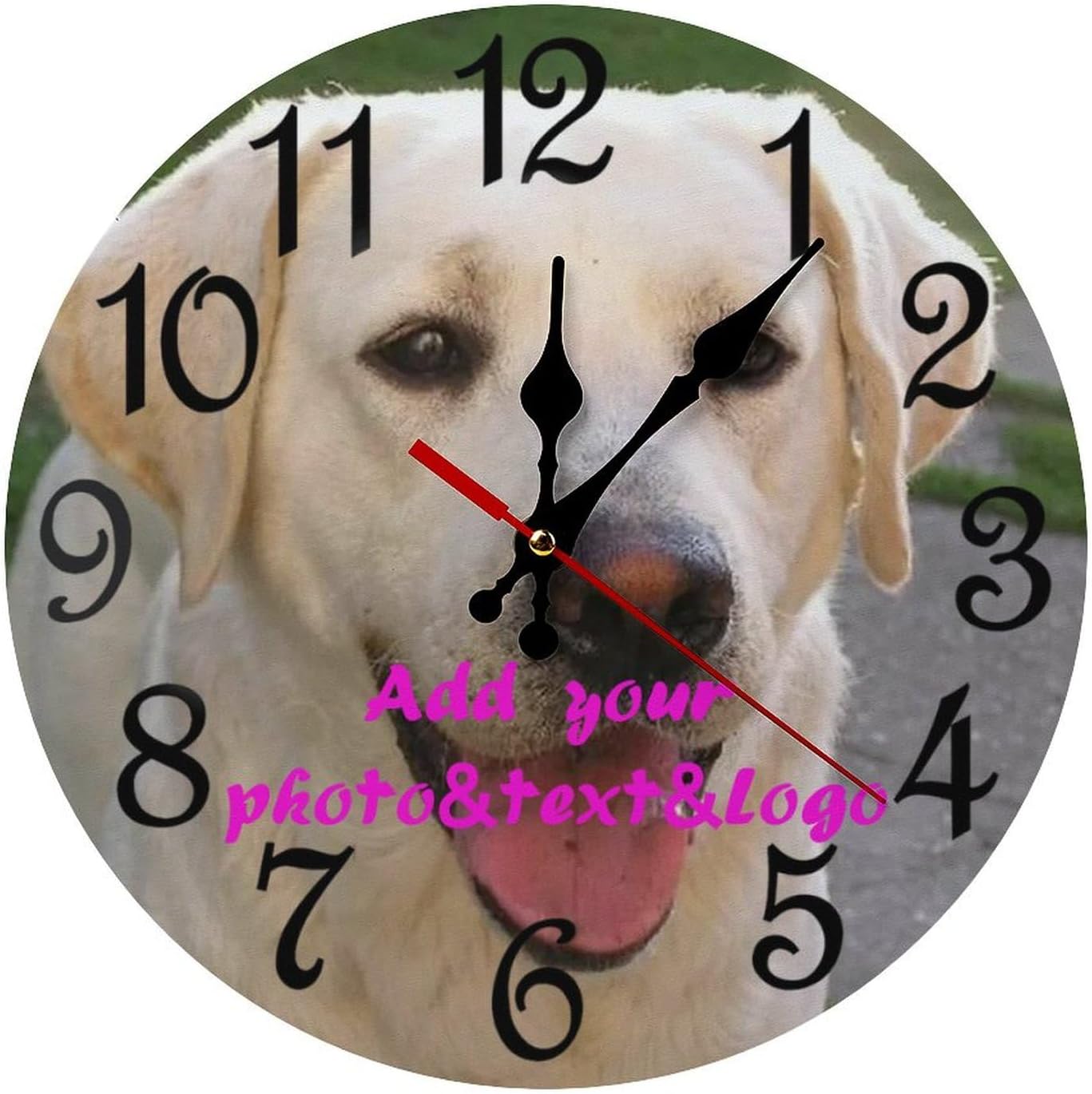 Custom Wall Clock,Personalized Wood Clock add Your Photo/Text,Customizable Silent Round Decoration for Kitchen Bathroom 13.4inch style2