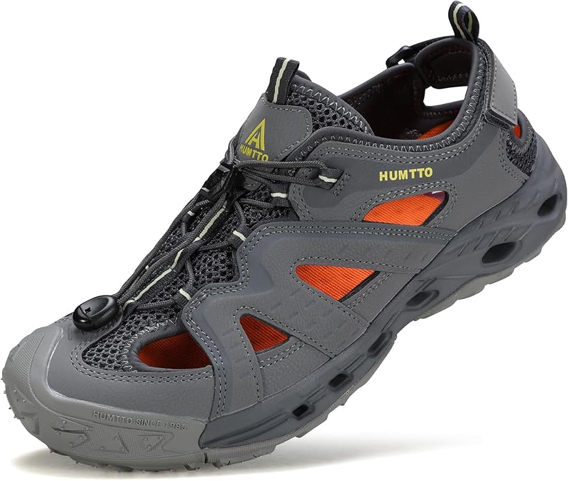 HUMTTO Men's Amphibious Closed Toe Hiking Sandals Quick-Dry Water Shoes Non-Slip Athletic Adjustable Outdoor Fisherman Bea...