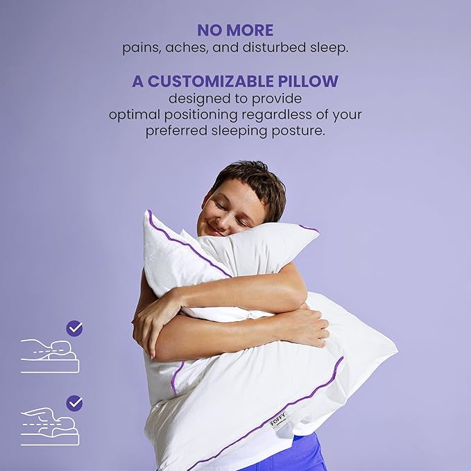 Adjustable Soft Bed Pillow for Back, Stomach, and Side Sleepers, Supportive, Cotton, Viscose, Breathable and Oeko-Tex Certified (Queen)