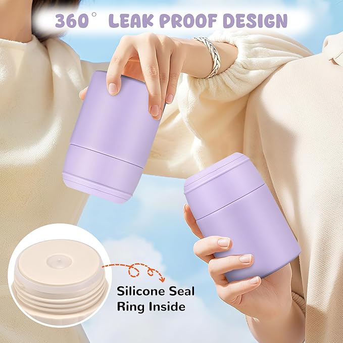 10oz Soup Thermo for Hot Food Kids Insulated Food Jar Container with Spoon Width Mouth Stainless Steel Leak Proof Thermo Lunch Box for School Travel