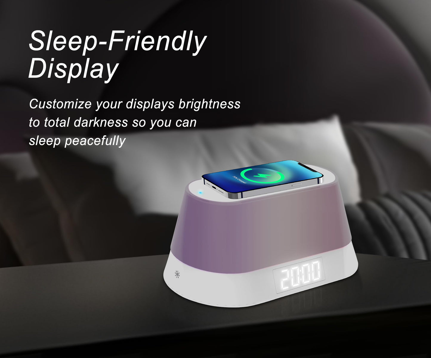 Fisher Alarm Clock Speaker Wireless Charger, Digital Alarm Clocks Bedrooms Bluetooth, Alarm Clock Dimmable Light Bedrooms Dual Alarm Snooze Dimmer 12 24H RGB Night Light Bluetooth USB