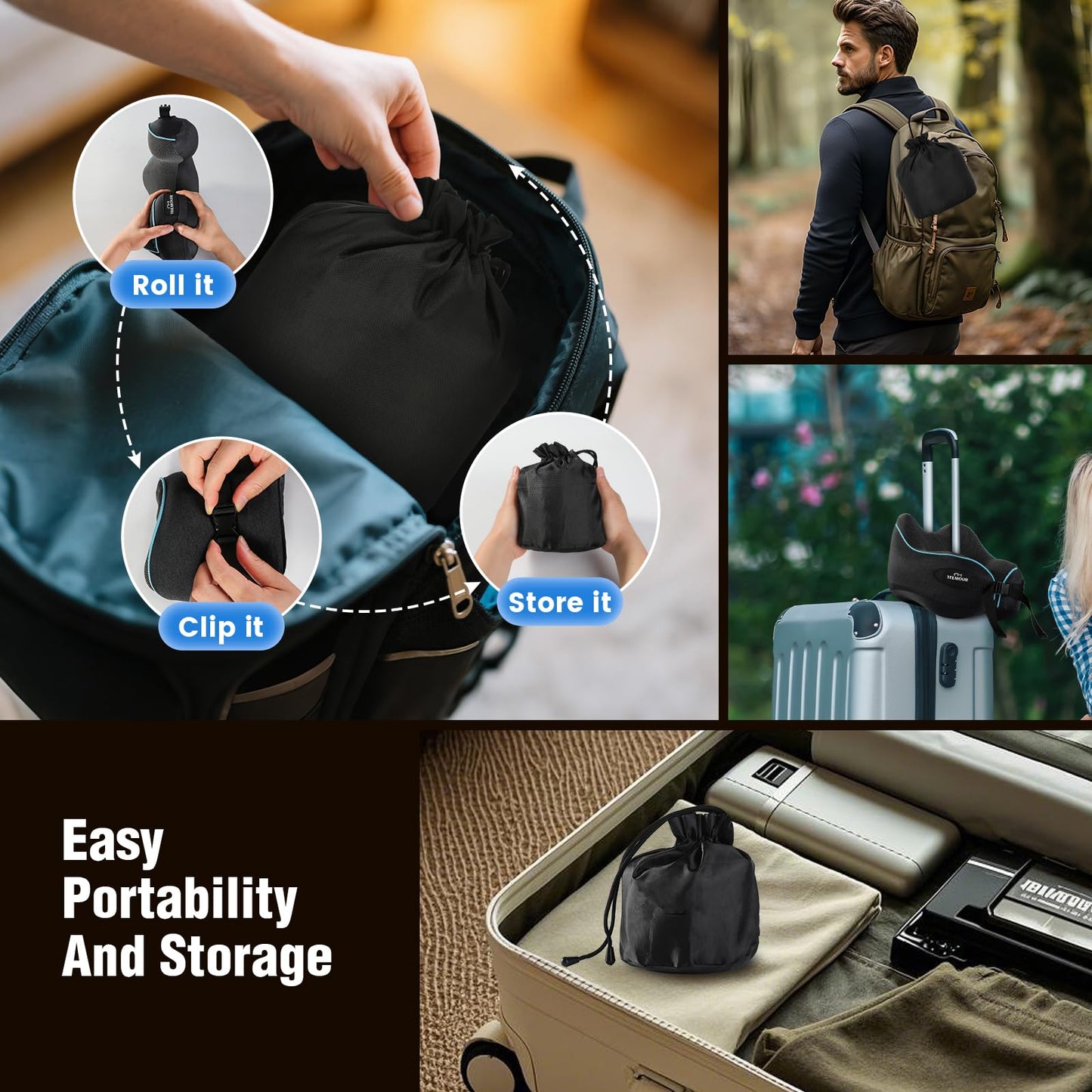 Neck Pillow for Traveling, Travel Neck Pillow for Airplane Memory Foam Travel Pillow for Flight Headrest Sleep with 360° Support Portable, Travel Essentials Birthday Gifts for Women Men Mom Dad