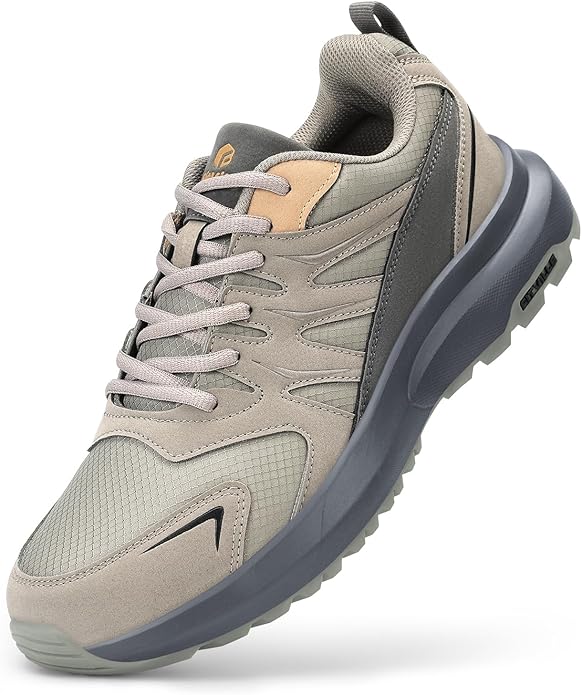 FitVille Men's Outdoor Hiking Shoes with High Traction Outsole, Water-Resistant & High Rebound Cushioning, Low-Top Trailin...