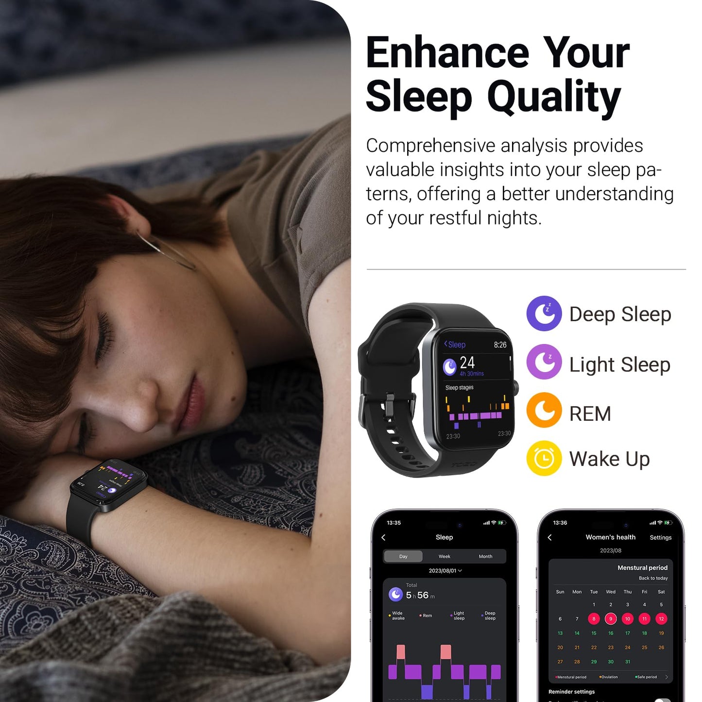 TOZO AMOLED S4 AcuFit One Smart Watch 1.78" Ultra-Clear Screen for Men Women, Call/Answer Fitness Tracker, Sleep Monitor IP68 Waterproof for iOS 11.0+ Android 9.0+ Black