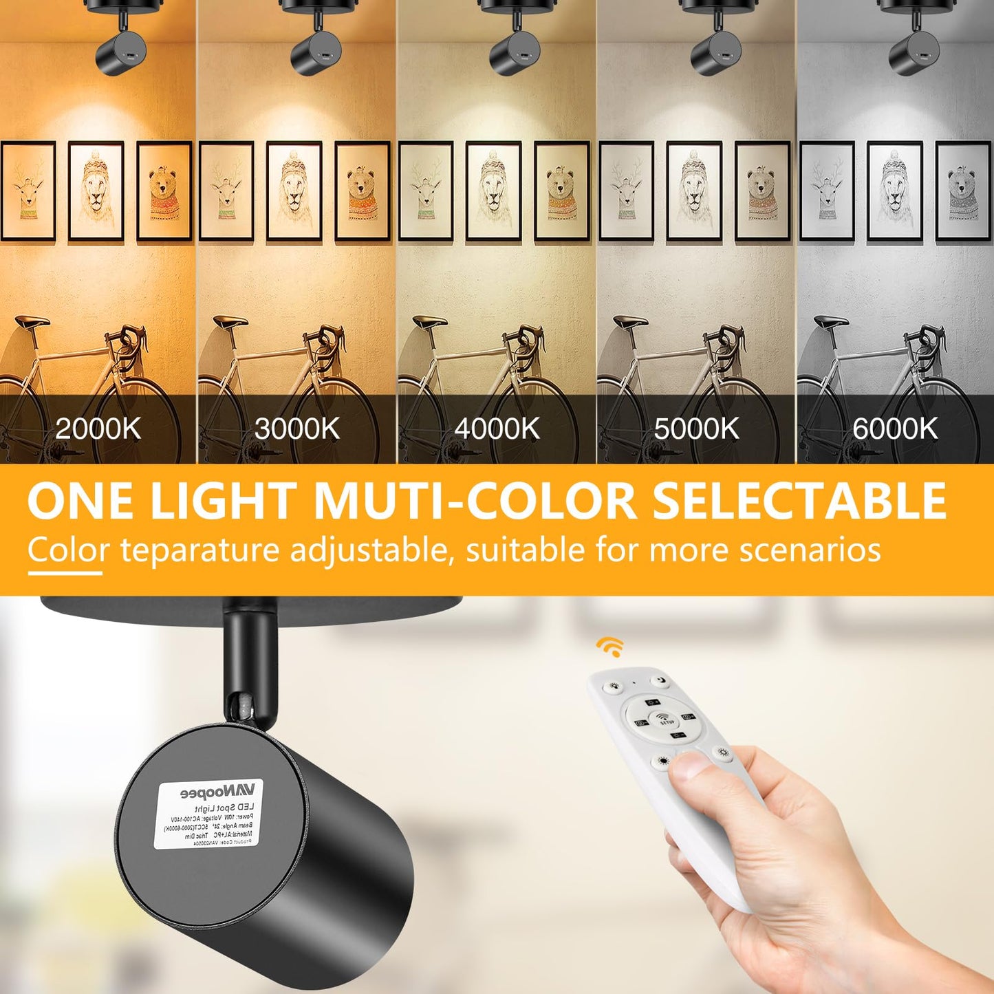 TuyuBEE LED Ceiling Spotlight Flush Mount, Adjustable Directional, Dimmable, 10W 800lm, Black, Model T-CL10W-B-R