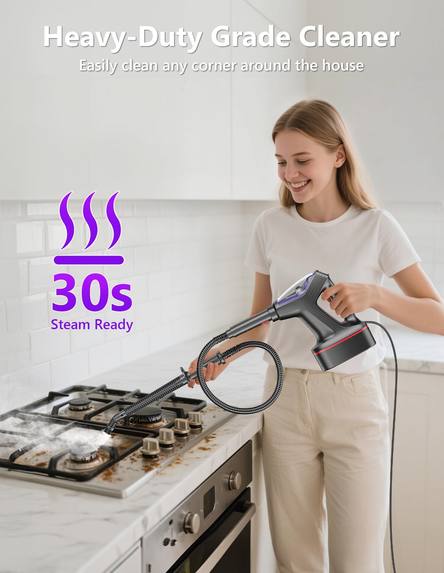 Steam Mop For Floor Cleaning, Heavy Duty 29-In-1 Steam Cleaner For Home With Detachable Handheld Steamer, For Hardwood, Tile, Wa