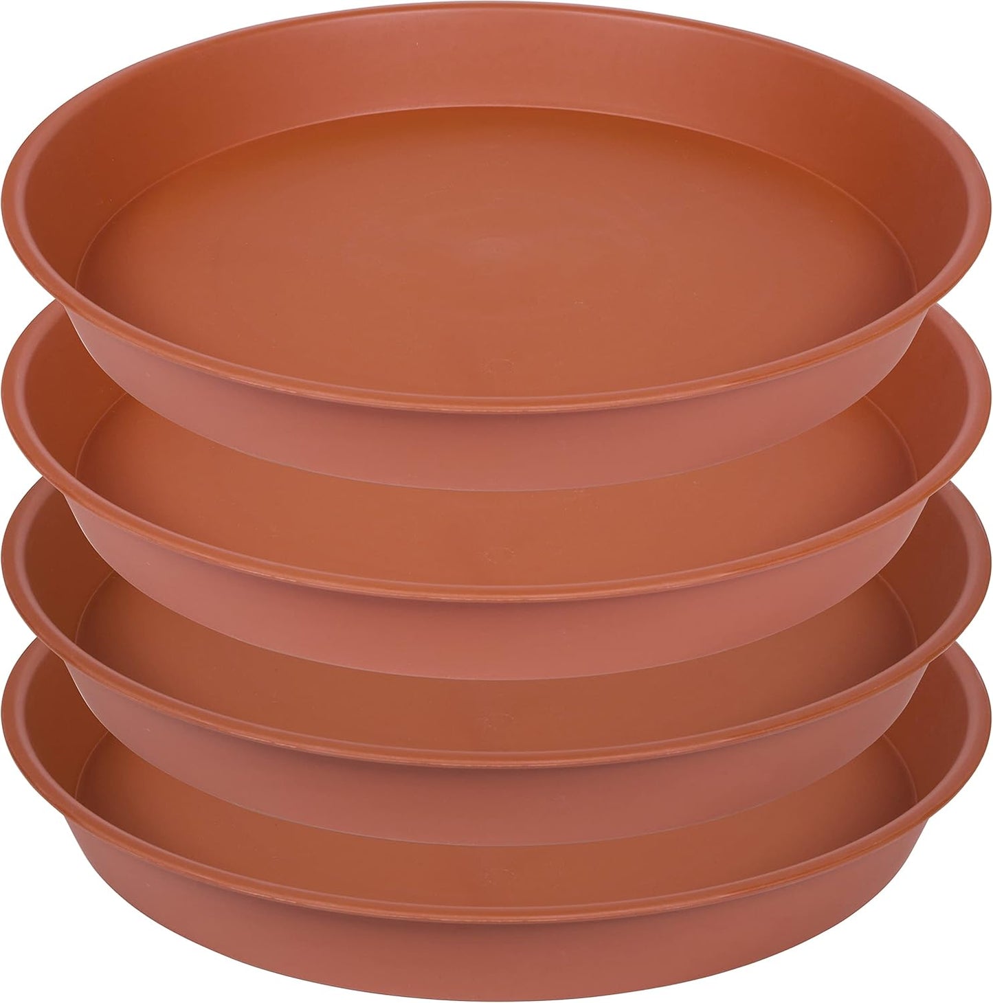 4 Pack Plant Saucer, 13 14 16 18 inch Heavy Duty Plastic Plant Saucer Round, Plant Tray for Pots, Flower Plant Saucers for Indoors, Plant Trays for Planter 12-15" (14 inch, Terracotta)