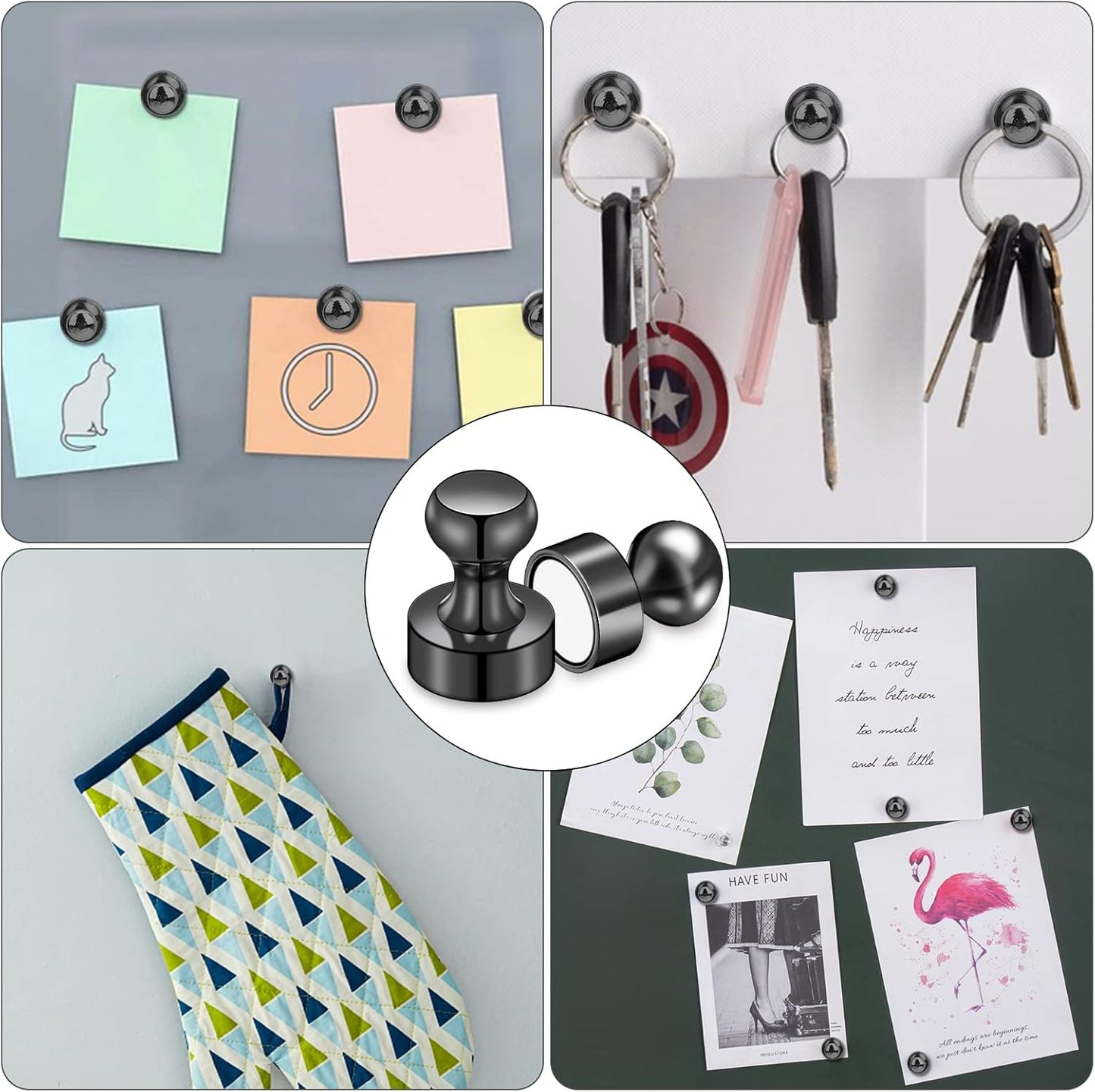 LOVIMAG Fridge Magnets 20Pcs Refrigerator Whiteboard Small Strong Magnet Classroom Kitchen Accessories Decorative Locker Set Decor Must Haves Office Calendar Refrigerador Magnetic Cute Crafts Black