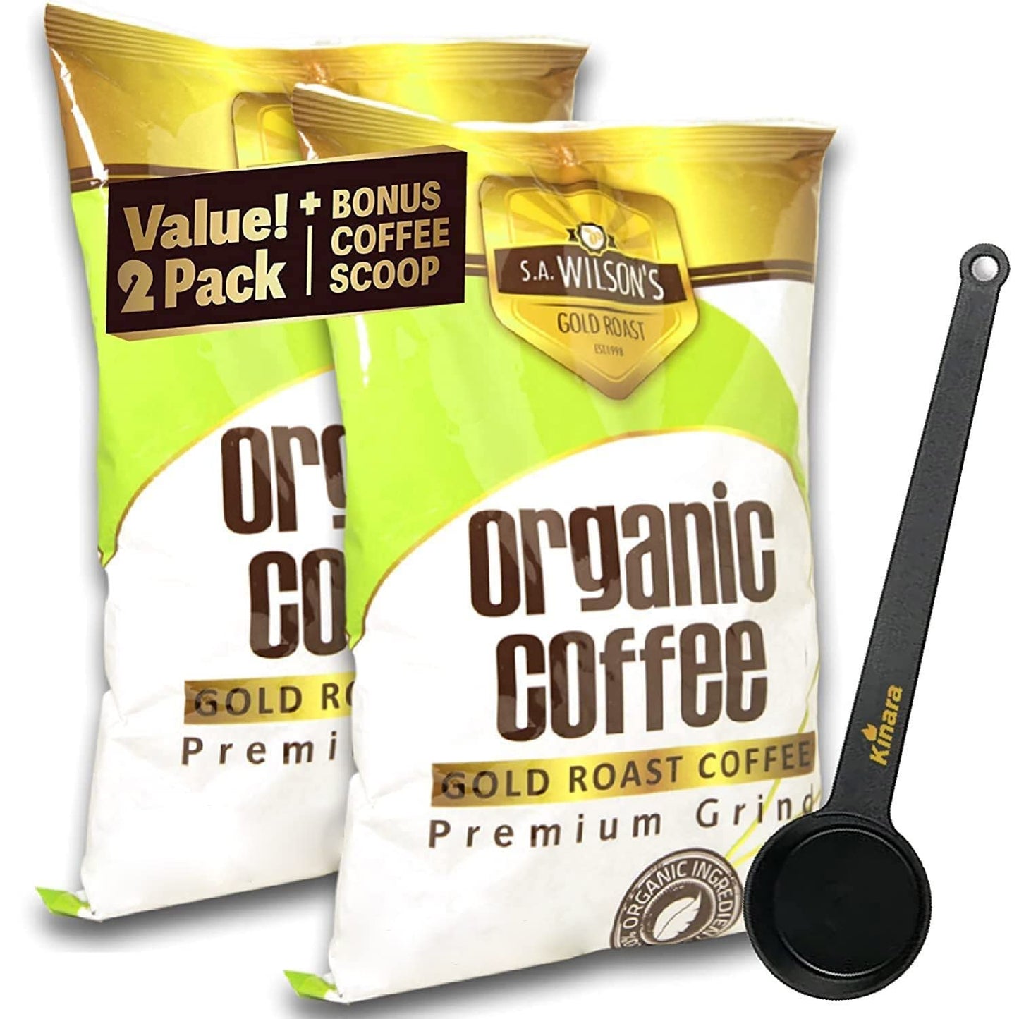 S.A. Wilsons Organic Gold Roast Coffee - enhanced Grind  16 oz | Higher in Caffeine & Palmitic Acid | 100% Organic Coffee | Smooth  Balanced  Clean Energy | Product of Canada  USDA Certified Organic