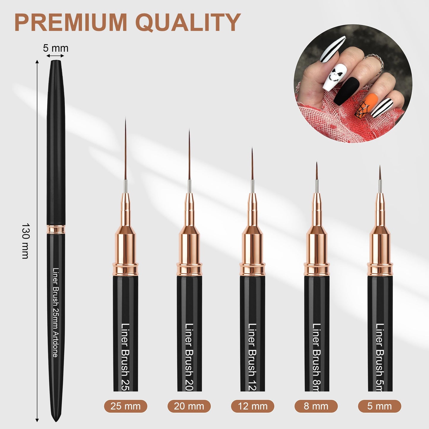 Artdone Nail Striping Tape Lines Kit With Nail Art Pens Dotting Tools And Liner Brushes For Gel Polish Small Detail Drawing Desi