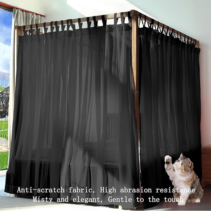 AIKASY Princess Canopy Bed Curtain with Top and Self-Adhesive Velcro, Creating a Romantic Atmosphere in The Room