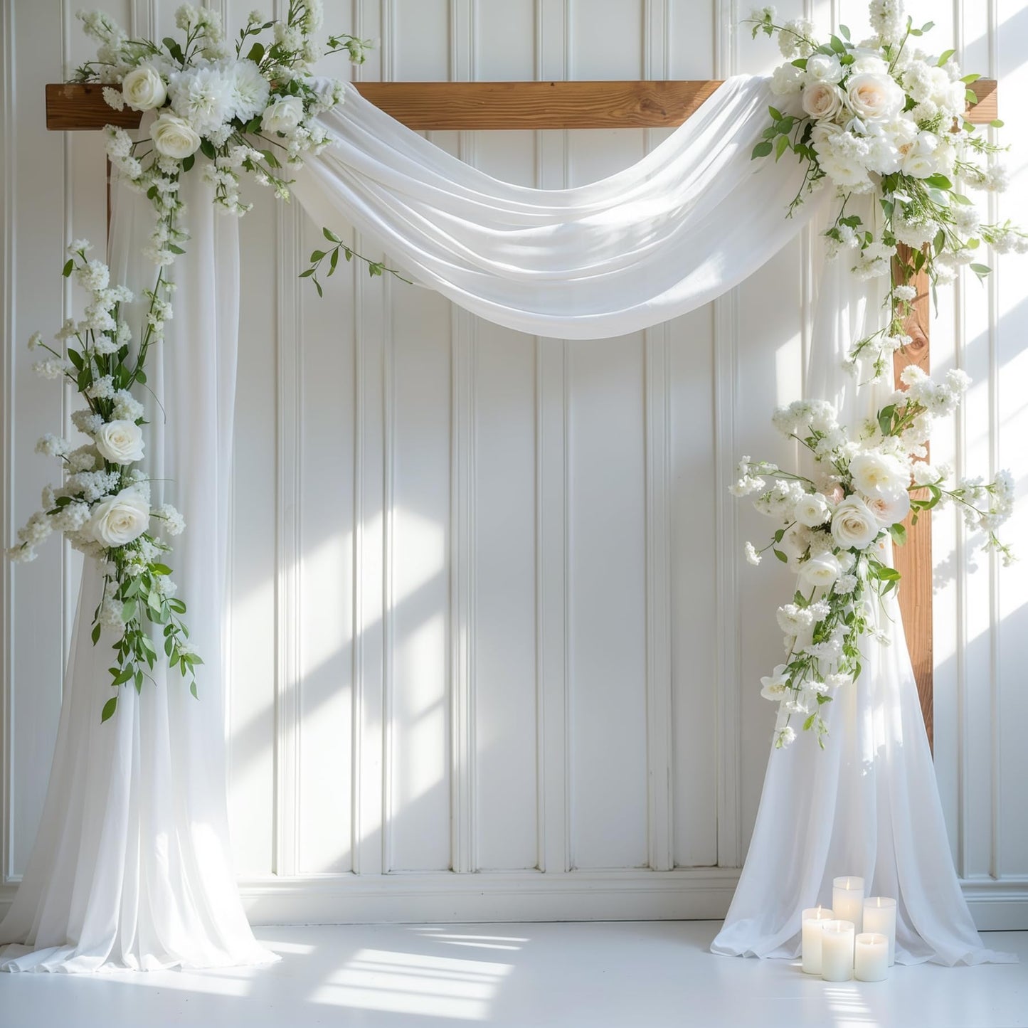 Wedding Arch Draping Fabric, 1 Panel 28 X 19Ft White Drapes Sheer Backdrop Curtain For Wedding Ceremony Party Ceiling Decor