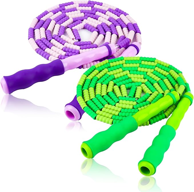 Jump Rope for Kids, Adjustable Jump Ropes for 4 5 6 7 8 10 12, Tangle Free Jumping Rope Age 8-12, Segmented Soft Beaded Sk...