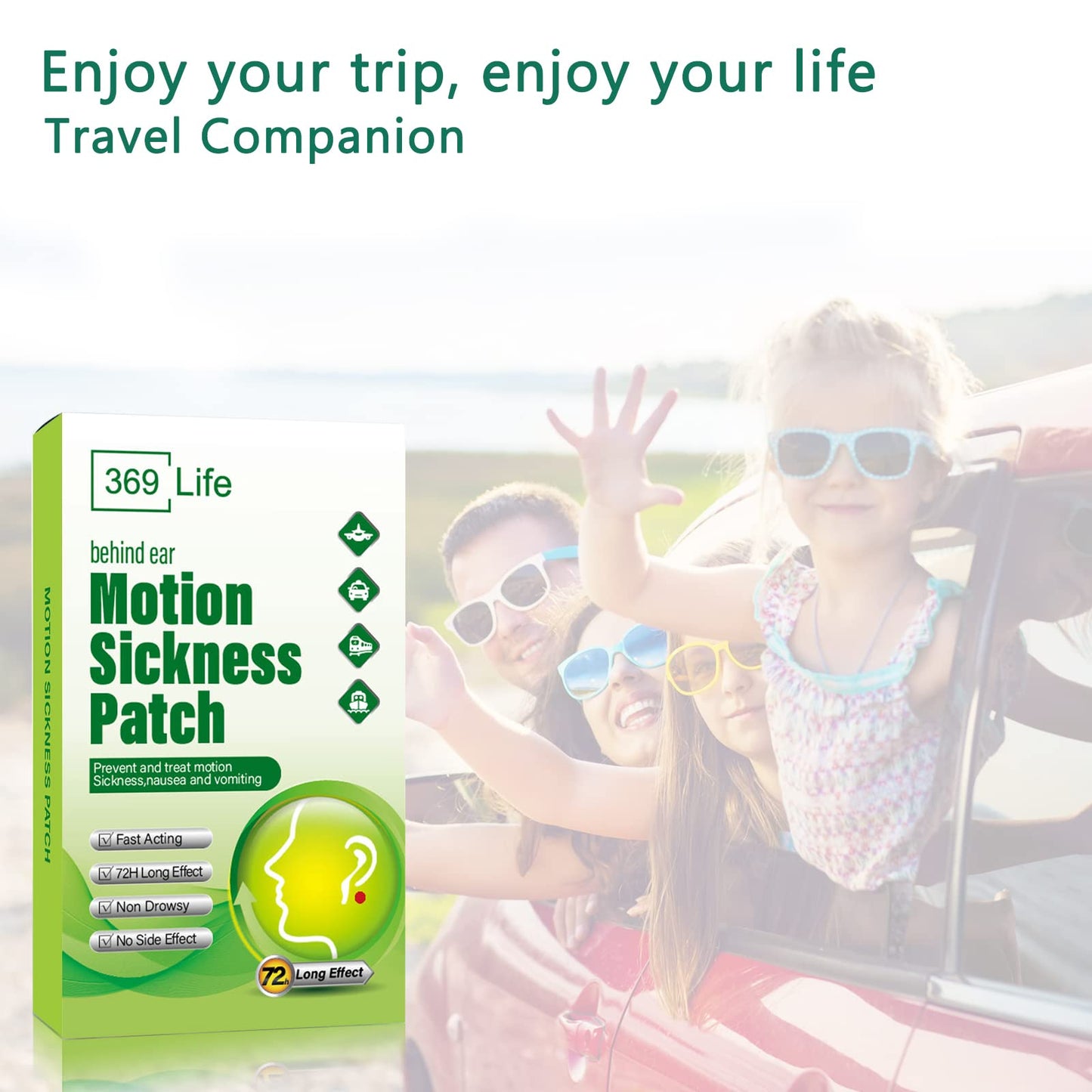 369 Life Motion Sickness Patches for Car and Boat Rides, Ships, Cruise and Airplane & Other Forms of Transport - Travel Essentials, for Adults and Kids (48 Count)