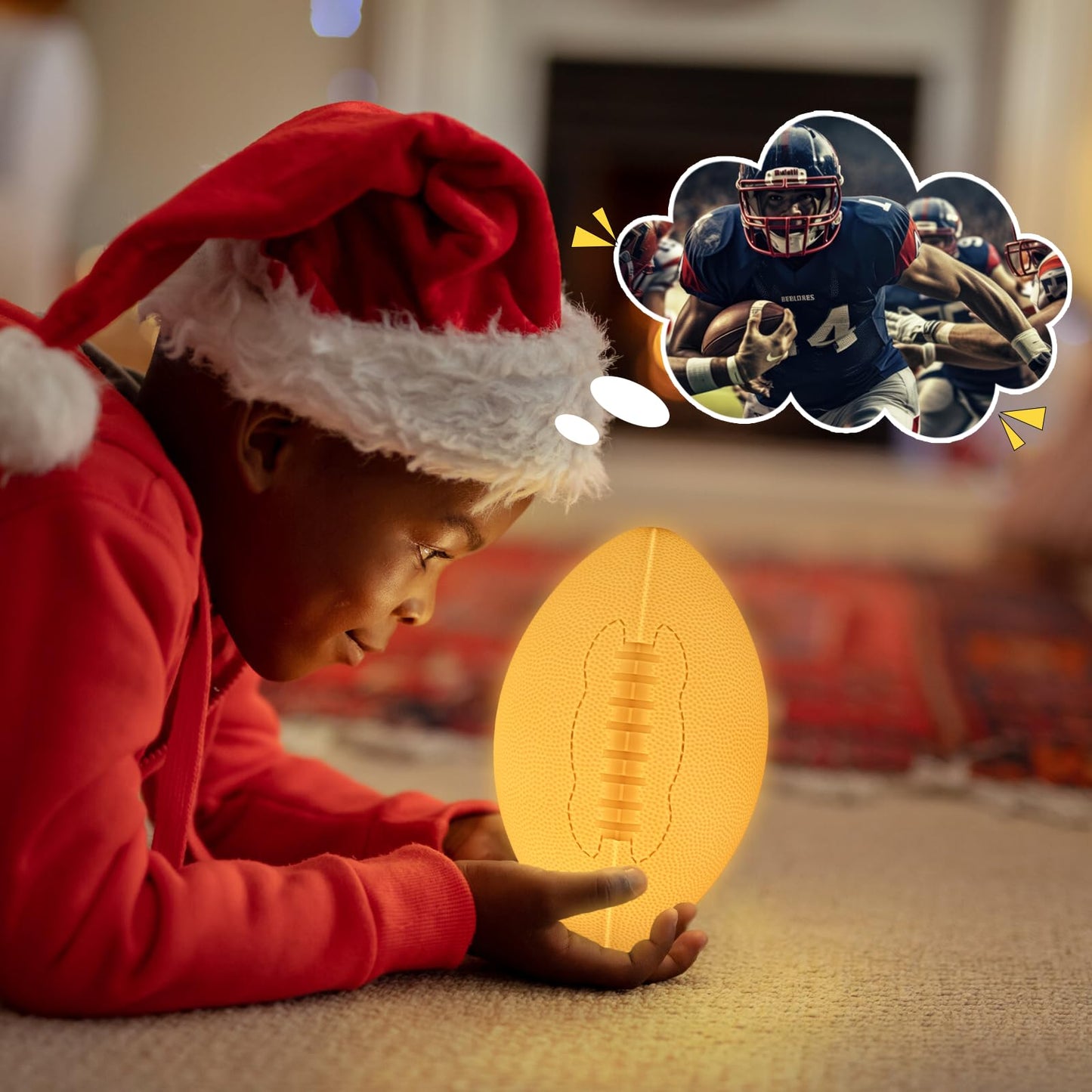 Olee Odee Football Night Light Lamp, Remote Control, 16 Colors, M (7.7inD x 4.9inW x 4.9inH), Multicolor, Model OODE