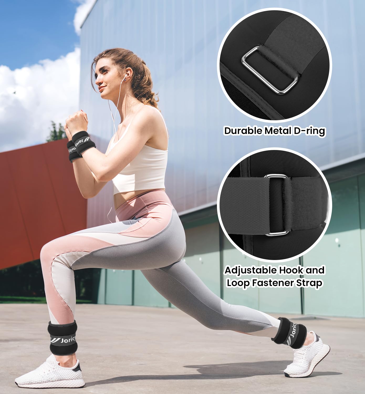 Ankle Weights, Wrist Leg Arm Weights for Women Men Kids with Adjustable Straps, Strength Training Weighted for Yoga, Jogging, Running, Walking, Fitness, Physical Therapy - 2LBS Pair (1 LB Each Weight)