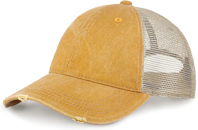 CHOK.LIDS Everyday Premium Washed Trucker Hat Unstructured Distressed Pigment Dyed Cap Adjustable Outdoor Headwear
