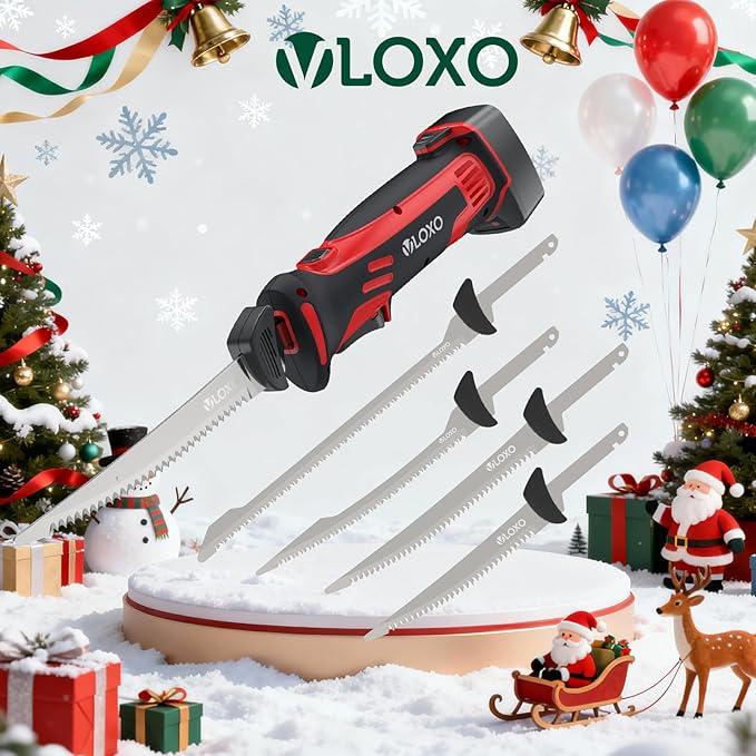 VLOXO Electric Fillet Knife, Cordless Fillet Knife with 4 Stainless Steel Blades Safety Lock Non-Slip Grip Handle Storage Case Rechargeable Electric Knives for Filleting, Meat, Bread, Turkey