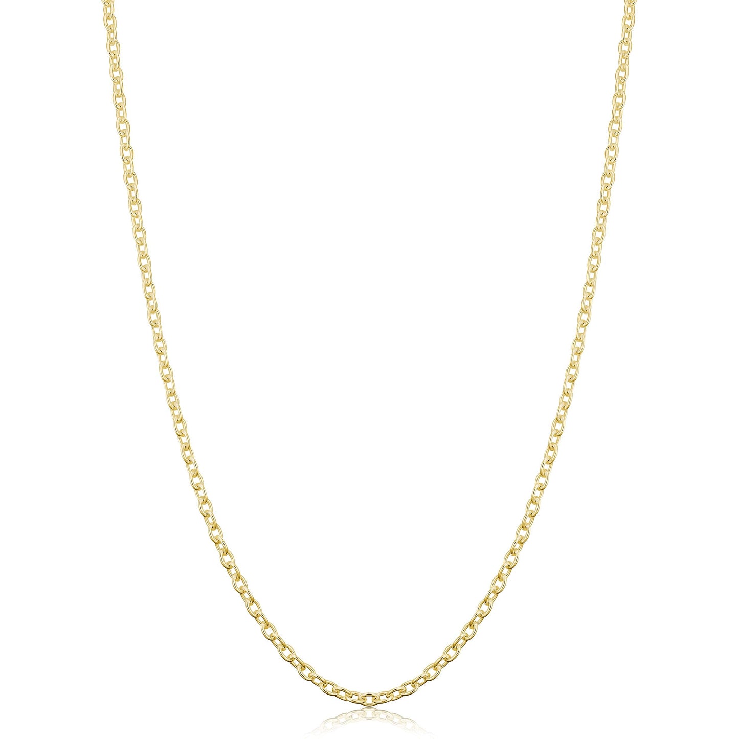 Kooljewelry Yellow Gold Over Sterling Silver Round Cable Chain Necklace (2.1 mm, 24 inch)