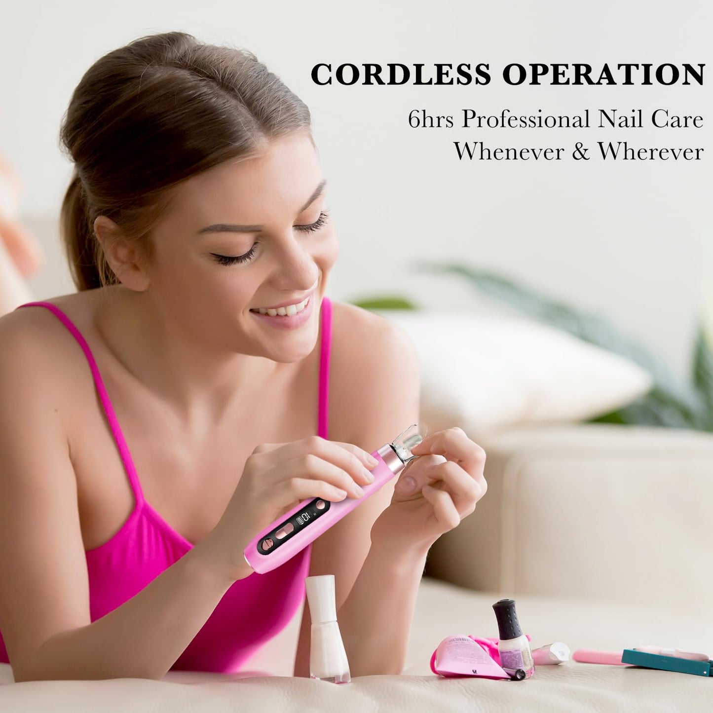 ENGERWALL Professional Manicure Pedicure Kit, Electric Nail File Set, Portable Cordless Electric Nail Drill Machine, 10 Speeds N