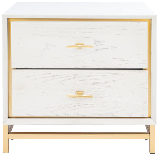 Safavieh NST6401C, 23" W x 16" L x 21.5" H, White Washed/Brass