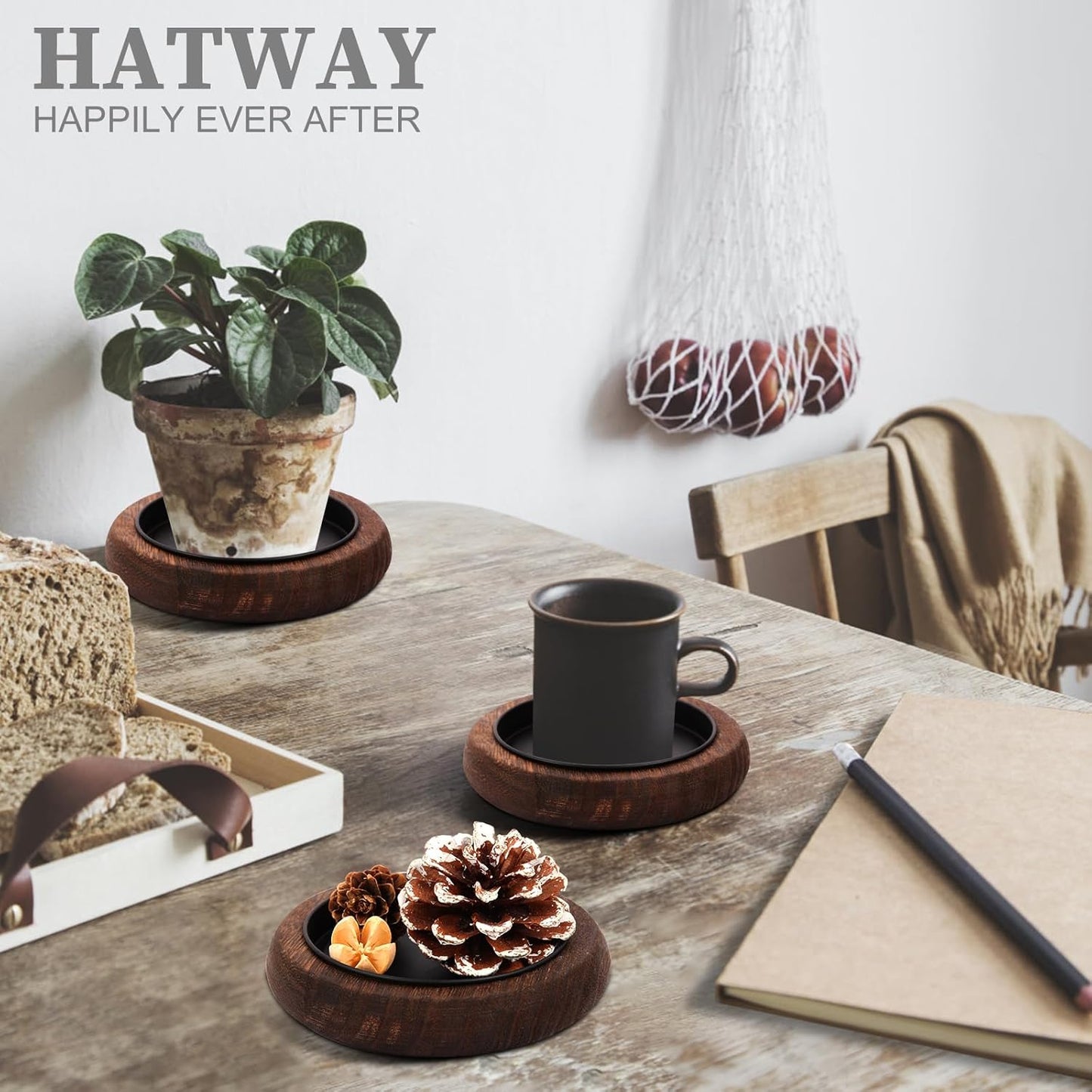 Wood Candle Holder Farmhouse Decor Wooden Pillar Candles Tray for Table Centerpiece Small Decorative Tray Riser Round Wooden Plate Pedestal Stand for Coffee Table for Christmas Decor Mu-2