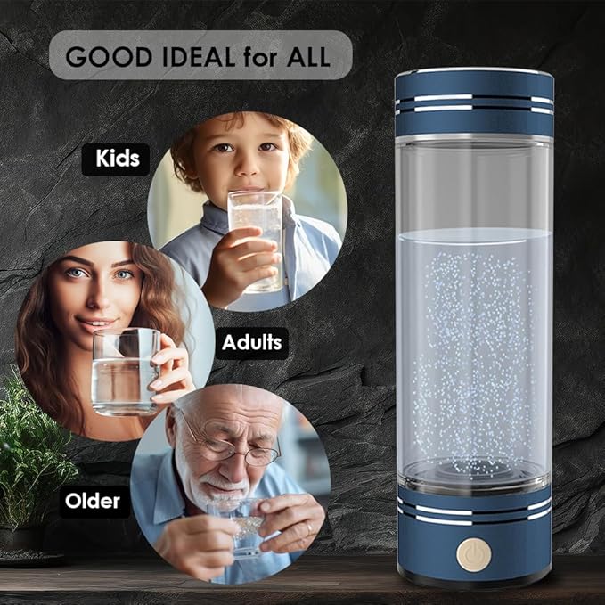 Hydrogen Water Bottle Generator Hydrogen Water Maker Machine Hydrogen Water Ionizer with SPE and PEM Technology Make Hydrogen up to 800-1500 PPB 17oz Black