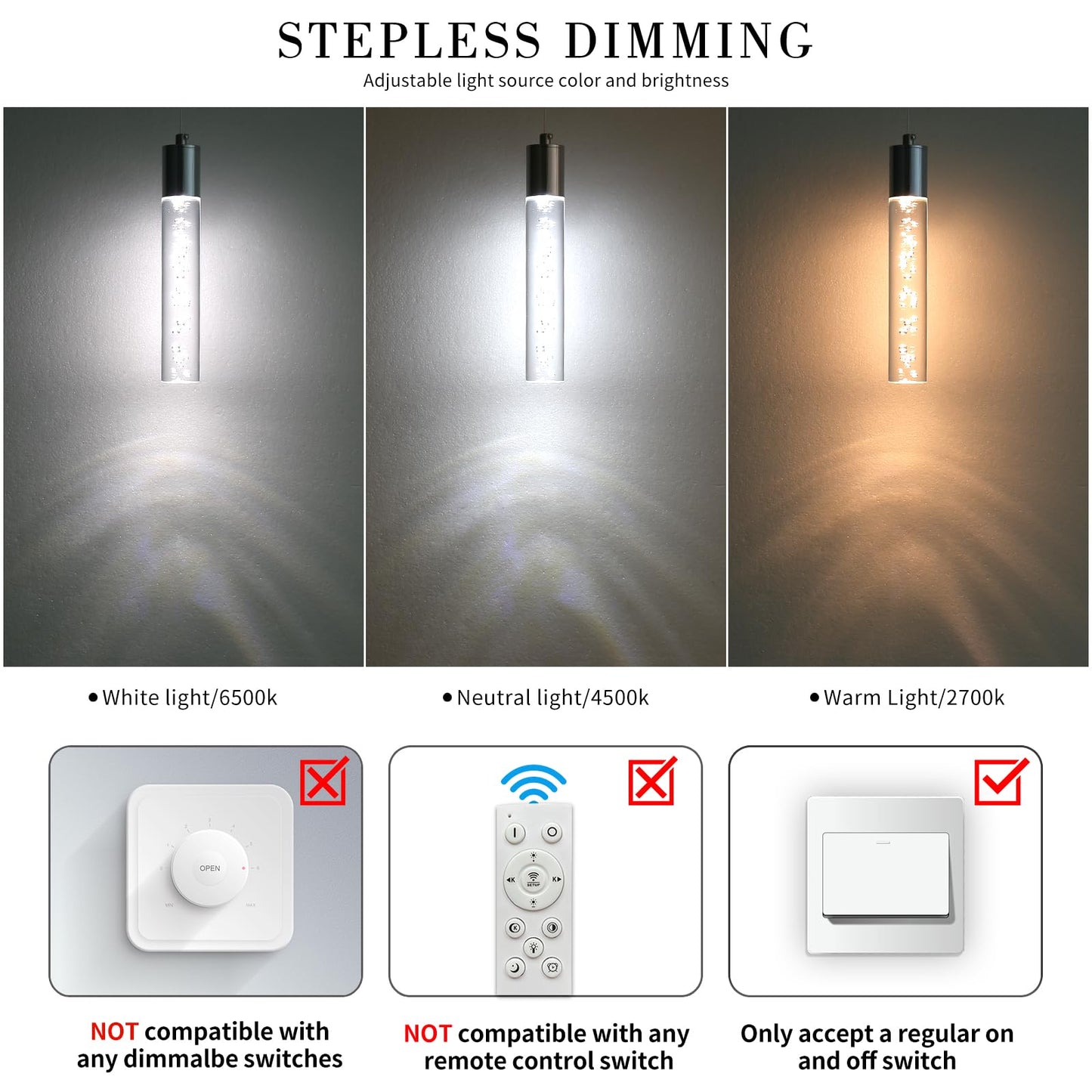 Modern Led Pendant Light  Chrome Bubble Hanging Ceiling Lighting Fixture  3 Color 2700K/4500K/6500K  Small Kitchen Island Chandelier Over Table For Dining Room  Living Room  Entrance  Bar  Cafe