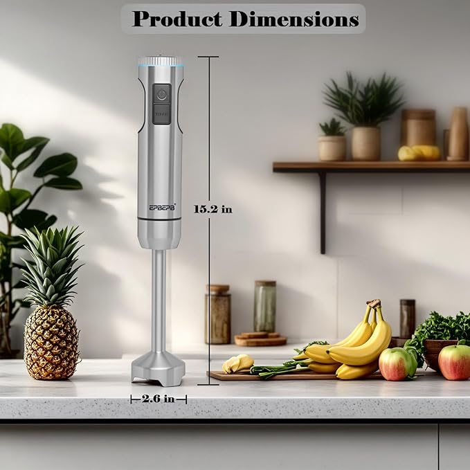 Hand Blender 11-Speed, 1000W Immersion Blender with Anti-Splash Design, Stainless Steel Blade for Blending Soup, Smoothies, Mayonnaise