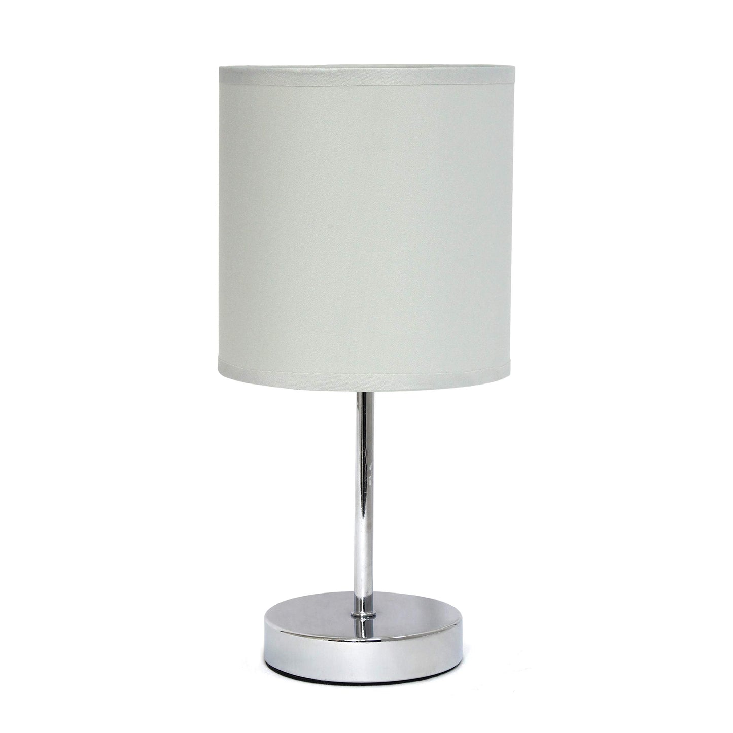 Simple Designs Lt2007-Slt Chrome Mini Table Lamp, Slate Gray Fabric Shade, No Bulb, Metal Construction