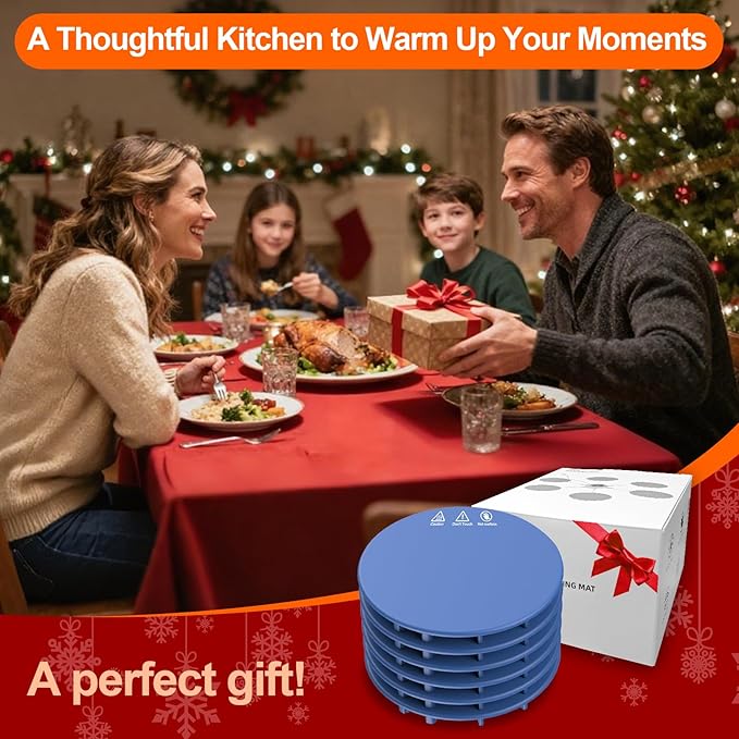 Upgrade Food Warming Mat,6-in-1 Silicone Warming Mat for Food-Fast Heating Electric Warming Tray with 3 Timer & Temp Settings,Portable Food Warmer for Parties Buffet,Raised Feet Protects Table (Blue)