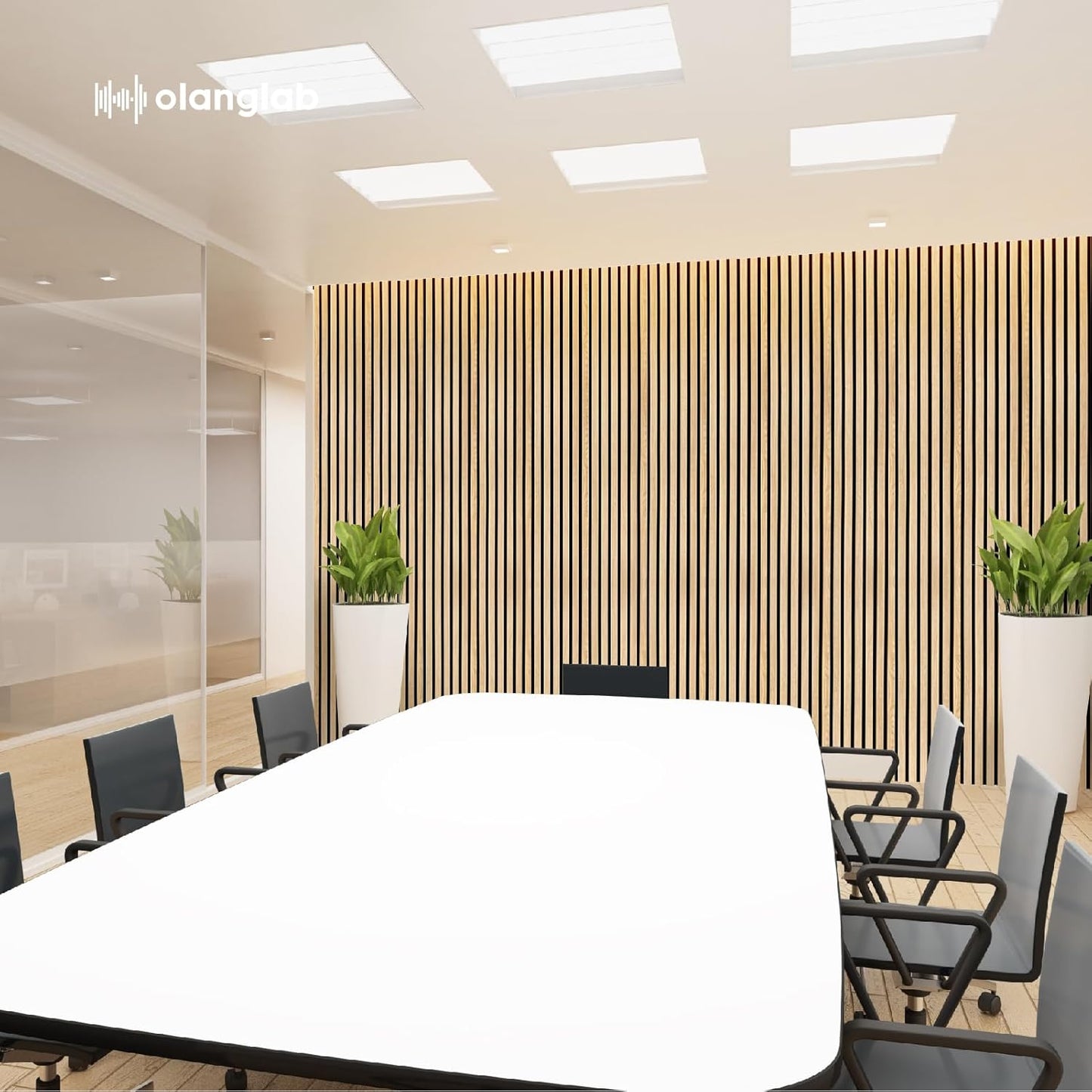 Olanglab Wood Slat Wall Panels, Wooden Acoustic Wall Panels, 94.5"x12.6" Each 3D Wall Panels for Interior Wall Decor, 4 Pack in Total 94.5"x50.4" (Warm Oak)