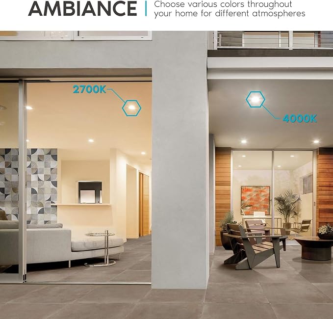 LUXRITE 6 Inch Ultra Thin Square LED Recessed Lighting, 5 Color Temperature Options 2700K - 5000K, Dimmable LED Downlight, 12W, IC & Wet Rated, 1000 Lumens, Canless LED Recessed Light, ETL (6 Pack)