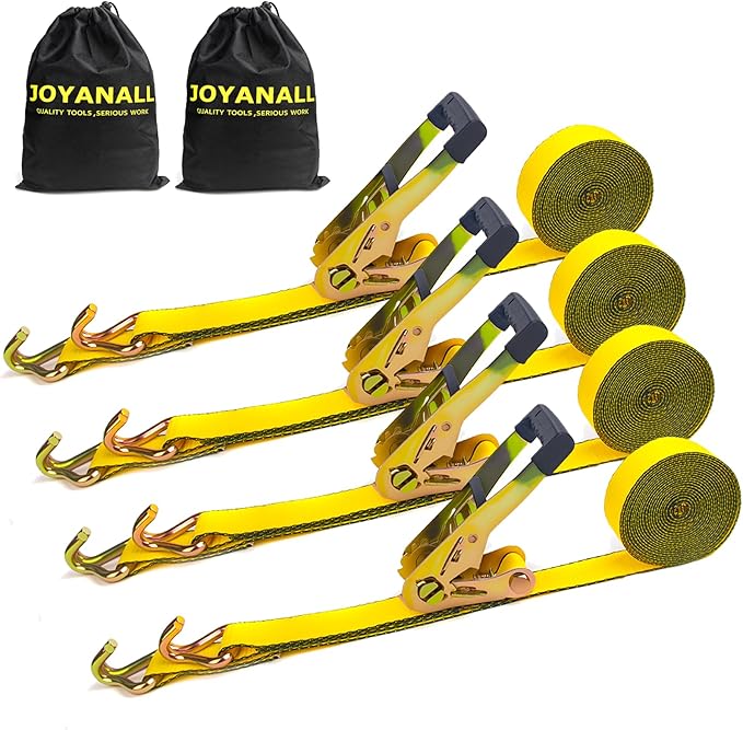 2 Inch Ratchet Straps Heavy Duty，20ft Tie Down Straps Ratchet with Double J Hook, 10000lbs Break Strength, Cargo Ratchet S...