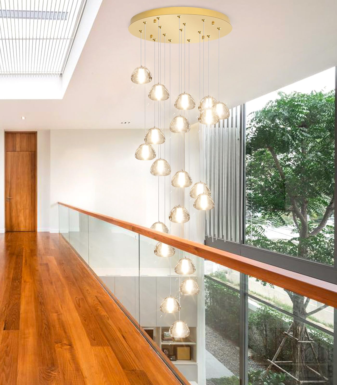 Dolria Gold Modern Crystal Chandelier For Staircases 157 Long Adjustable Ceiling Light For Entrance 3000K Led Hanging Lighting Living Room Hallway Entryway