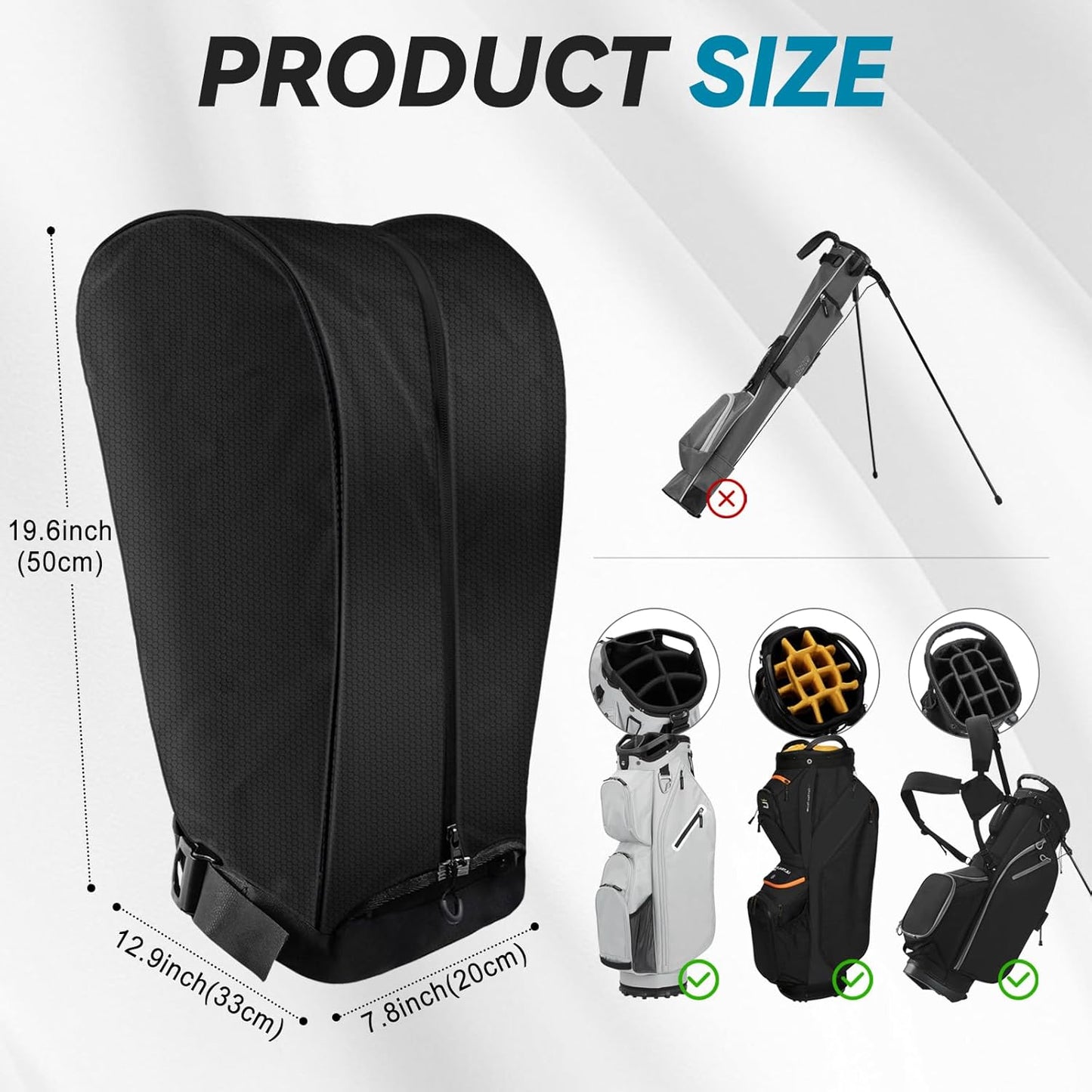 Golf Bag Rain Cover, Golf Club Protector, Waterproof Rain and Dust Covers, Easy Access Adjustable Golf Bag Rain Hood Cover, Anti Sunburn,Garage Storage