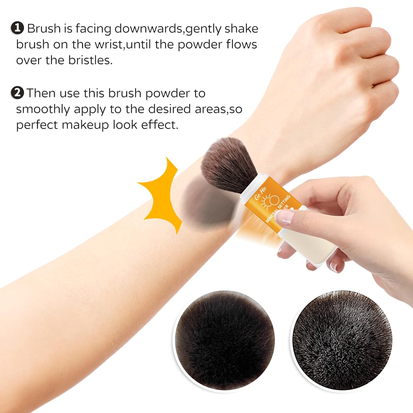 Go Ho Mineral Sunscreen Setting Powder - SPF 50,Translucent,Loose Natural Matte Face Makeup Brush-in,For All Skin Tones,Sunscree
