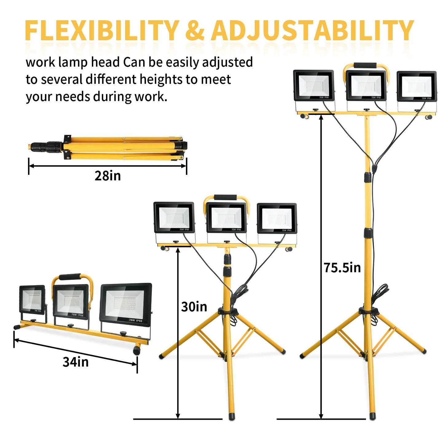 Jefedana Led Light Work Stand: 21000Lm Portable Lighting For Job Site  Construction & Garage Workshop